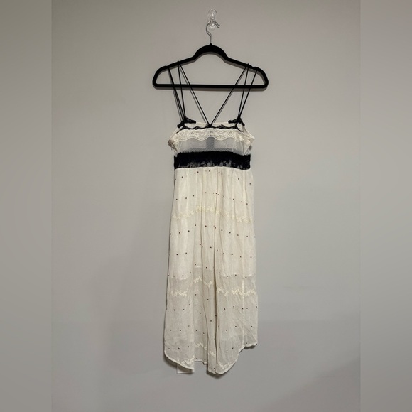 Free People New Romantics Ivory Boho Embroidered Lace Midi Dress Size 6 - Picture 2 of 13